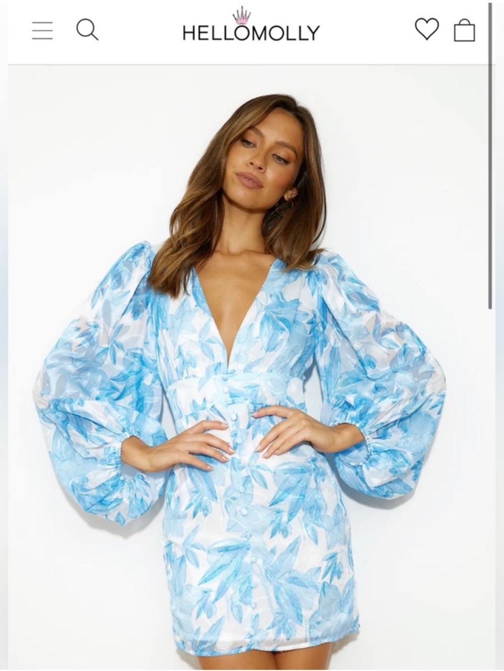 Hello Molly You’re Blooming Mini Dress - Blue Size Large 8